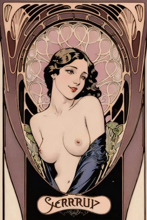 Dopamine Girl Erotic Art Nouveau Illustrated Lithograph Full Color Gorgeous