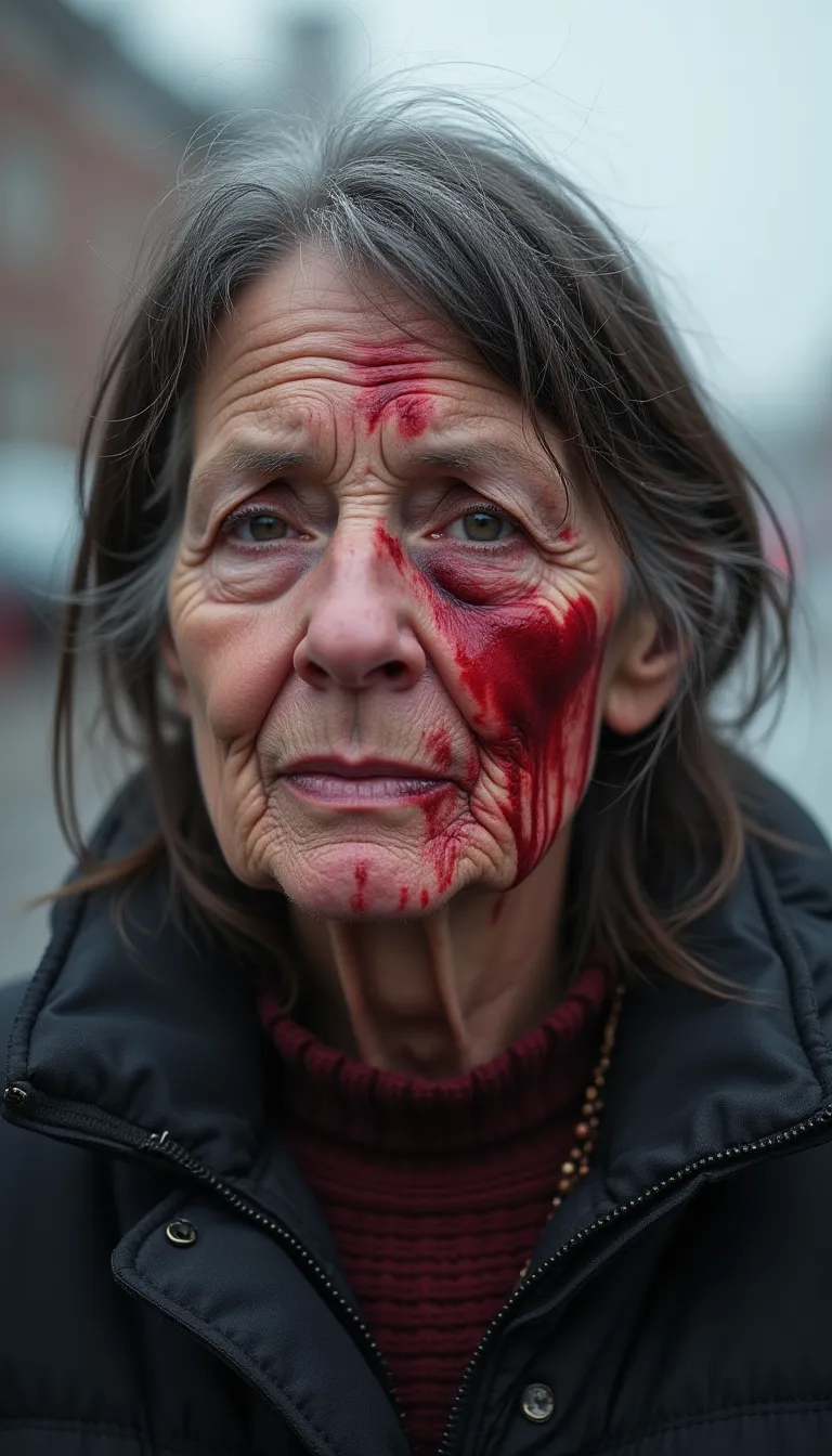 60 year old woman attacked by red winged blackbirds birds in a parking lot bloody face