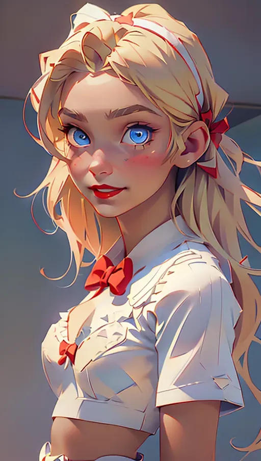 <lora:dpmg_euro_american:0.6>,1 girl,full body,(1 18-year-old girl),(realistic:1.7),((best quality)),absurdres,(ultra high res),(photorealistic:1.6),photorealistic,octane render,(hyperrealistic:1.2), (photorealistic face:1.2), (8k), (4k), (Masterpiece),(realistic skin texture), (illustration, cinematic lighting,wallpaper),( beautiful eyes:1.2),((((perfect face)))),(cute),(smile),(standing),(looking at viewer:1.2),(long hair),(blue eyes),(blonde hair:1.2),(bow hairband),(red lips:1.1),(white bra),(denim shorts:1.1),indoors,hotel,(from below:1.2)