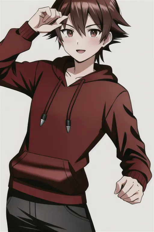 Pokémon trainer, anime boy, black hair, red eyes, fa