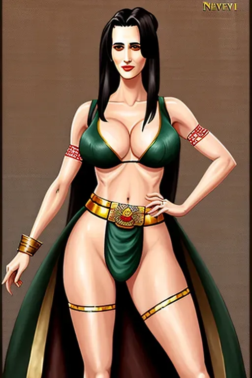 A digital painting of, ((Eva Green)), ((wearing loincloth nMai Shiranui outfit)),king of fighters