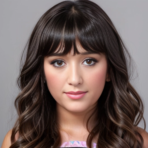 a beautiful (((young))) (preteen:1.5 teenage) girl with long wavy dark hair bangs, (largest huge eyes:1.2),
realistic, masterpiece, long eyelashes, mascara, tanned