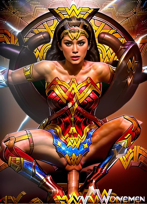 An illustration of a tearful frightened (((((Wonder Woman))))) with her legs spread as she sits on the huge erect clock if a black man, getting ((((fucked very deep)))). Her eyes are full of ((tears)), her mouth wide open in anticipation, (((thick cum oozing over the thick cock and between her legs))), red scratch marks and bruises on her legs and arms.