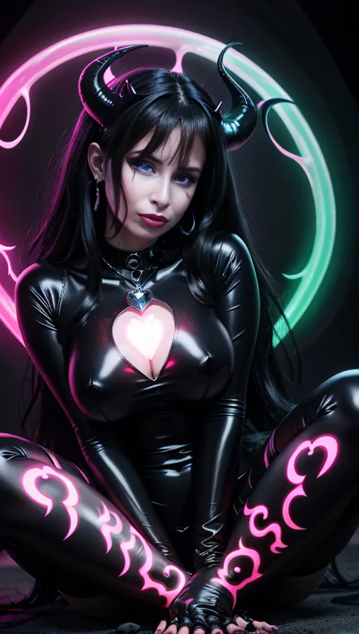 best quality, (((ultra high res))), (((detailed face and eyes))), (perfect face), big heart choker, heart earrings, heart jewelry, heart necklace, ((((big pasties)))), ((black hair)), (((succubus))), long hair, ((((big glowing succubus mark, big glowing demon mark, big glowing mark, big glowing succubus bodymark, big glowing demon bodymark, big glowing bodymark)))), (((overknees))), (corruption), demon, symbiote, gloves