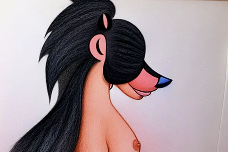 Dopamine Girl A Color Pencil Draw Of An Anthropomorphic Skunk Naked