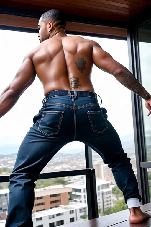 masterpiece realistic, best high quality, gay anal sex, fuck, fully nude Maluma on a fire escape being fucked in the ass from behind by a man (fully clothed with his pants around his ankles), maluma takes a big dick (hard cock), penis in asshole, maluma jerking his dick, fucked hard at nighttime, sweaty summer sex