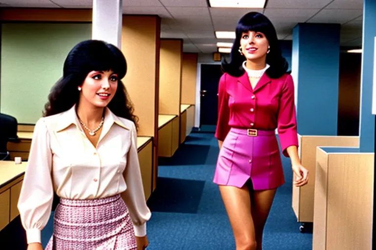 70s Office woman taking without a skirt on