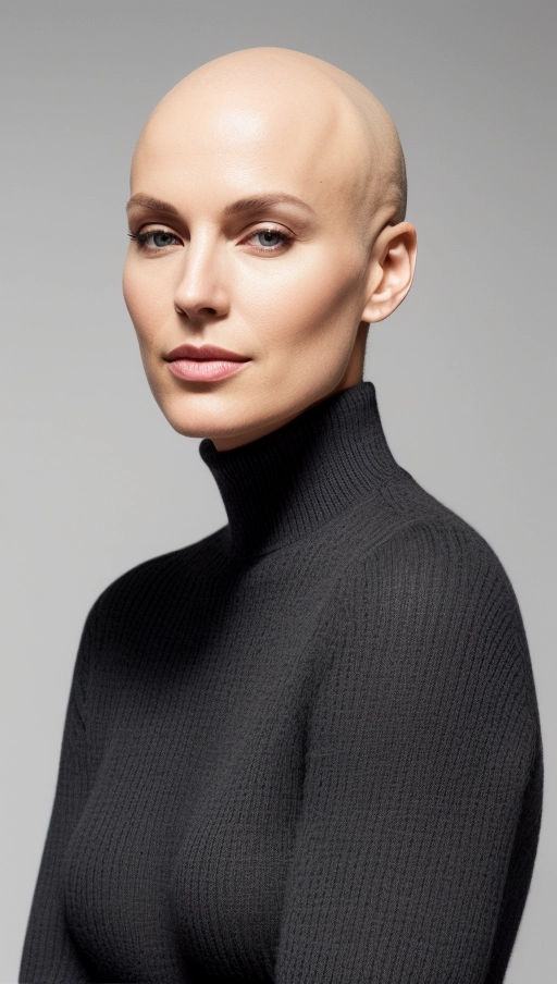 consider a Finnish origin. The model is in their late 20s with an athletic body shape. They adopt a confident stance, with one hand casually tucked into the pocket of their slim-fit trousers, gazing directly at the camera, evoking a sense of calm assurance. The facial features are sharply defined, with piercing blue eyes, a straight nose, and a small, slightly smiling mouth. Hair is styled into a sleek Comb Over - hair combed from one part of the head to another, often to cover up a bald spot, but in this case, used to add a touch of elegance.
They are dressed in minimalist fashion, a nod to both the clean lines favored in Finnish design and contemporary urban chic, wearing a fitted black turtleneck sweater that accentuates their physique. The emotion conveyed is serene confidence.
Photography specifics include a Canon EOS 5D Mark IV camera, using a 50mm lens at f1.8 to ensure a sharp focus on the model with a beautifully blurred background. The shoot is conducted with a single softbox to the right, creating soft shadows on the left side of the models face, and a reflector on the left to gently fill in the shadows, achieving a balanced, natural light effect. Camera settings are ISO 100, shutter speed 1-200s to capture crisp detail without any motion blur.
