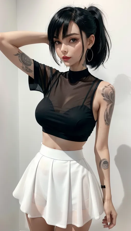 dopamine-girl-short-black-hair-in-a-ponytail-white-see-through-crop
