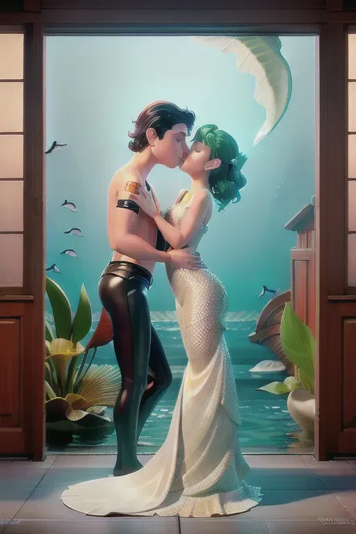 Digital recreation, The Kiss of The Siren, by Gustav Wertheimer, ,