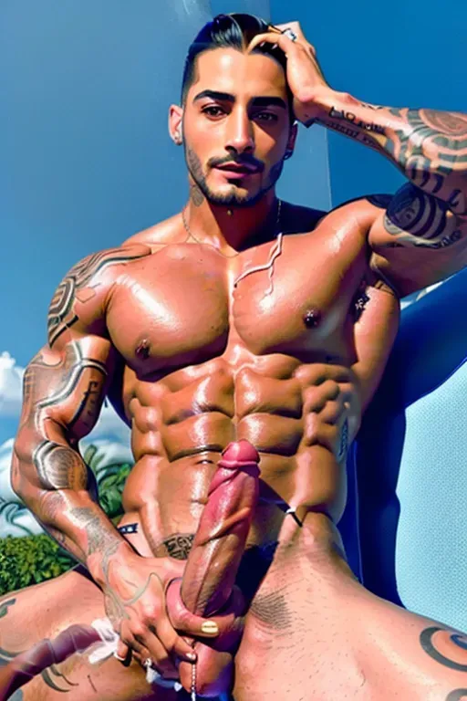 (((A 8k high resolution full body shot of sex scene))), ((((MALUMA)))) ((((photorealistic)))) highly detailed top-quality image of Maluma on his back (((Legs spread wide, lightly hairy assshole exposed, leaking cum))) ((((Maluma taking a huge dick in his ass while he sprays cum all over himself)))), ((Face like hes in pain but also having the best orgasm of his entire life, aching)) (((((Maluma has a perfect highly detailed male anatomy penis like a pornstar spraying cum all over his chest and abdomen)))))