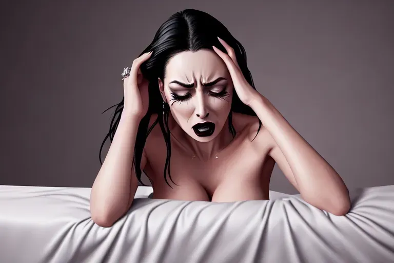 a illustration of rape, caroline ellison, rape porn, full body shot centering on her feet, dainty body and dainty bare feet, penis forced into her vagina, she cries tears of defeat, tears streaming down her cheeks, pinned down flat on her back against a mattress, she cries out no, quiet sobs, whimpering, wavy curtain bang, beautiful face, beautiful lips, curved eyebrows, defeated, wearing goth ring, five slender fingers, studio lighting, ultra realistic, highly detailed, 8k, editorial
