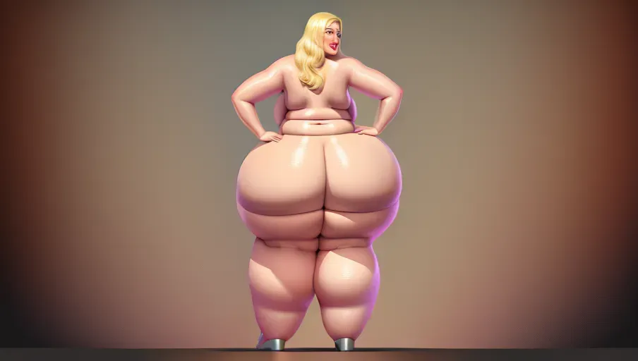 a digital painting of a happy ussbbw fat blonde woman