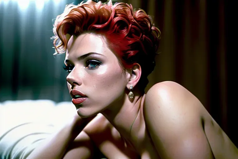 real photo, of naked Scarlett Johansson, (realistic face), being brutally anal fucked