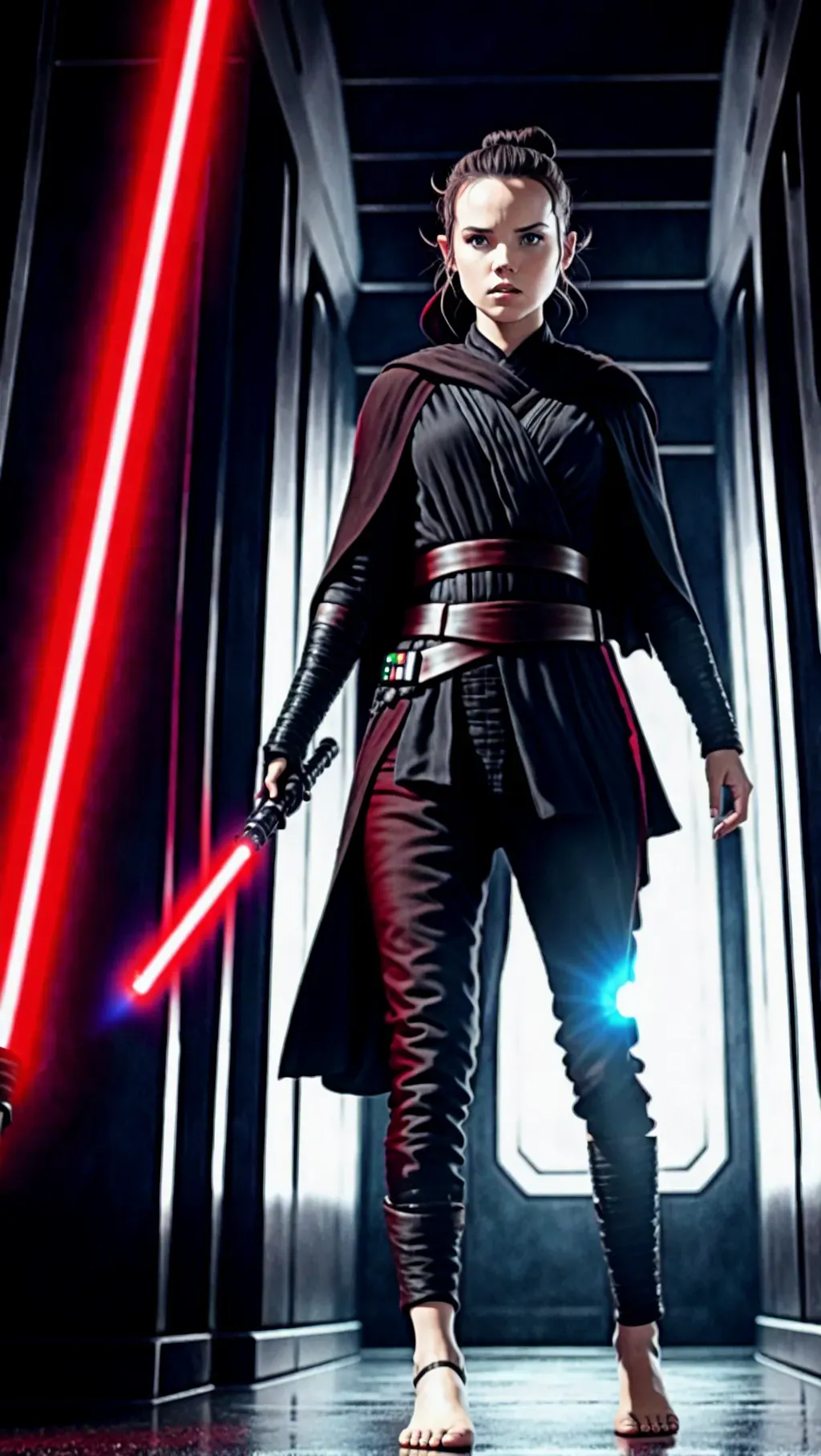 Dopamine Girl - barefoot evil Sith Rey wearing black Sith robe pants ...