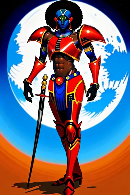 A digital painting of a Warhammer 40k astartes african man, with an aksumite style armor
