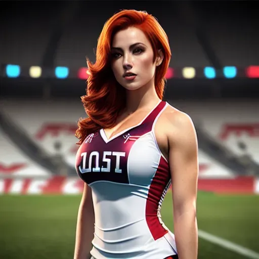 The sun sets in the background as a full figured redhead cheerleader wearing a skimpy uniform kneels in the middle of a soccer field, a look of bliss on her face as the well-endowed soccer team surrounds her and bukkake her., Realistic Face, Digital Portrait, Life-like, Photorealistic, High poly, 3d render, Sharp focus, Full body, Volumetric lighting, 8k, Intricate, Micro detail, cinema 4d, national geographic photo, simplified real 3d, Detailed, Realistic body parts, Digital Portrait, Octane Render, Hyperrealism, photorealistic, meticulous, behance hd, beautiful, complex, octane render, highly detailed, HD, beautiful, perfect composition, Fujifilm xt3, photorealistic, dramatic lighting, haute couture, vogue, depth of field, sharp focus, realistic face, anatomically correct, behance, amazing shading, hd,