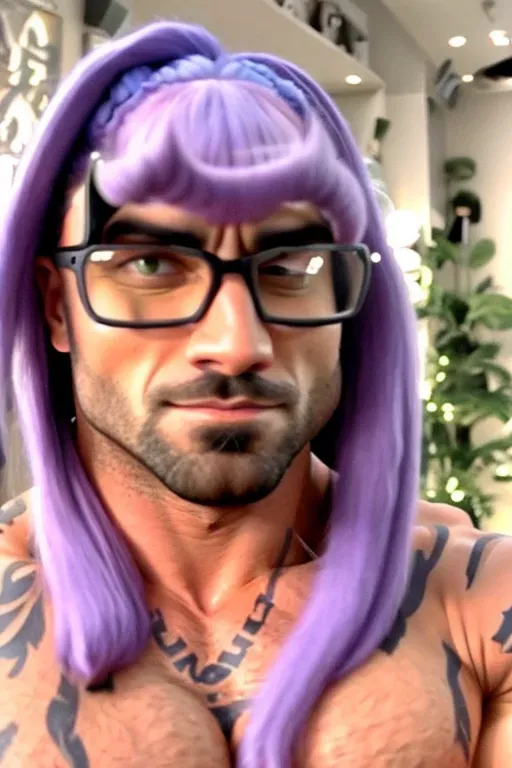 veiny biceps
flexing muscles
long pigtails that are very big
pegging a dude with a huge cock