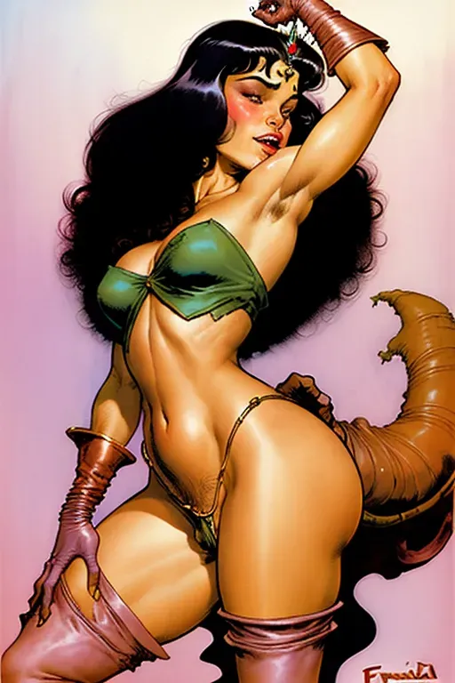 princess sucking dick by Frank Frazetta, Milo Manara, Moebius, Enki Bilal