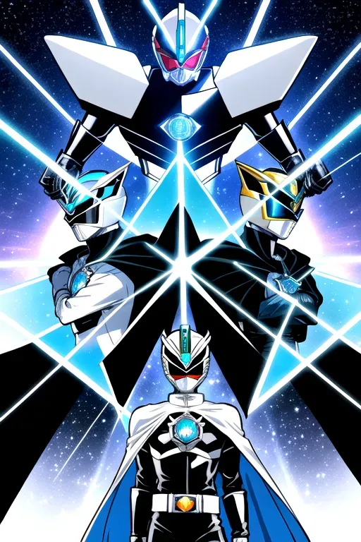 Silver power ranger, with starfield arms, and a length of cl... - AI ...