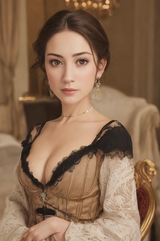 aristocrat, (random scene:1.2), (random face:1.4), (outfit:1.5), cleavage, 8k, UHD, nice (breasts:1.3), (nipples:1.3), (slut:1.4), (cum:1.2), jewellery, mansion