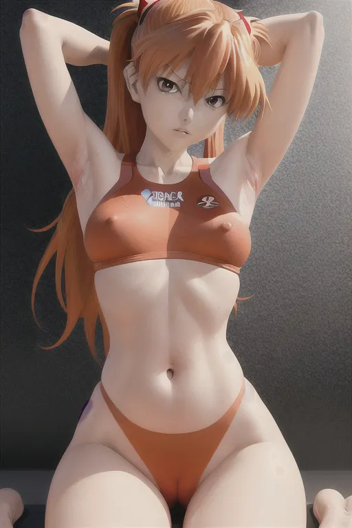 Asuka Langley Soryu from Neo Genesis Evangelion, aged up, nsfw , doing hot yoga,