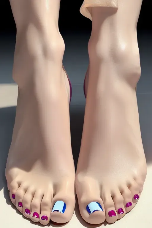 a woman is showing her beautiful feet to the viewer, highly detailed skin, porcelain skin, roman feet, sexy pedicure, highly detailed feet