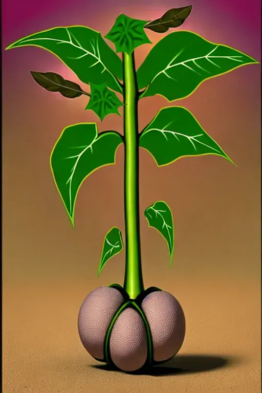 A giant living plant vine smashes the testicles of a naked uncircumcised young shemale
