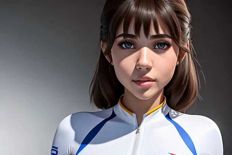a 8k high detail full body shot of, Mila Azul, (((accurate face))), show full body, wearing a white lycra cycling jersey, five slender fingers, beautiful face, beautiful lips, detailed large eyes, curved eyebrows, studio lighting, professional, editorial, 8k, ((ultra realistic))
