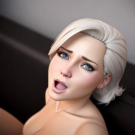 a realistic concept art of an adult white blonde female, surprised, ((accurate face)), peed in diaper, bedwetter