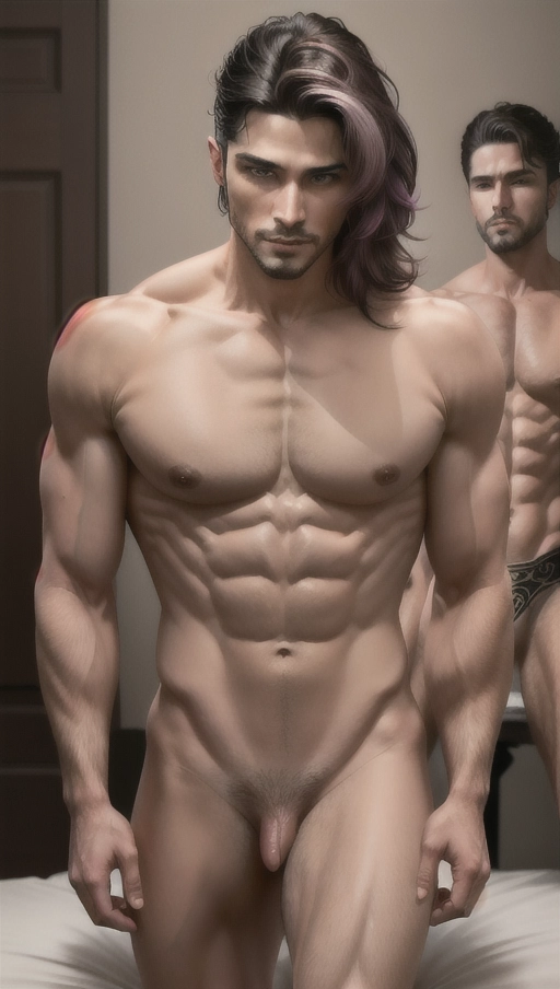 I would like to create an artistic image of masculine attracting feminine to merge with. The masculine seeks deep intimate knowledge of the feminine. The masculine is dominant to an energetic submissive. The male and female are nude and are older and have softer bodies. The man is while and the woman is Latino.