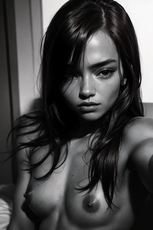 1 fit 18 yo, naked, color image, dark straight hair, average size tits, white bra, small eyes, low light, soft light, seductive, highly detailed face, detailed brown eyes, cimematic-default <lora:dpmg_add_detail:1>