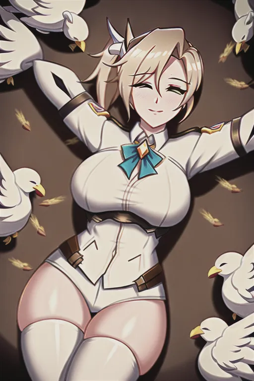 mercy, overwatch, surrounded by cocks, fat men, woman, cum,