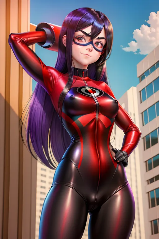 High quality NSFW photo of Violet Parr in and out of her Incredibles uniform <lora:onoff:1>