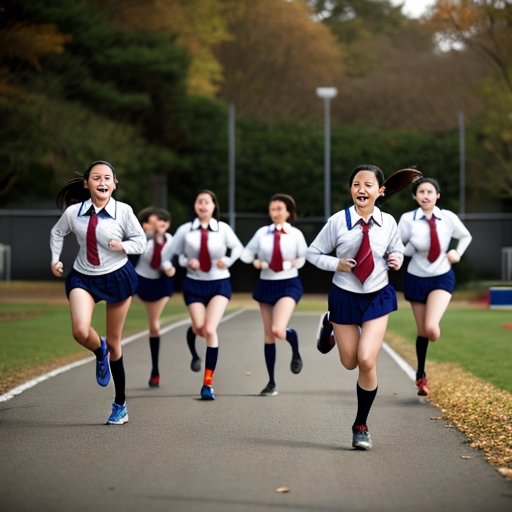 schoolgirls running age 11 years