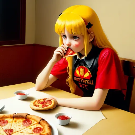 (best quality), The Antichrist eats Pizza Hut
