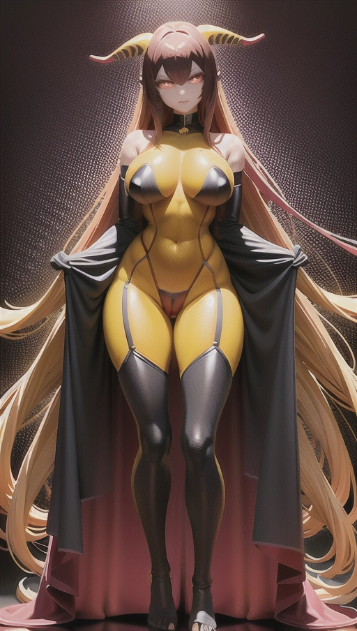 ((Burgundy red and yellow symbiote girl)), ((((hair-raising symbiote)))), ((burgundy red and yellow symbiote goo)), ((((burgundy red long hair with yellow strands)))), ((red and yellow symbiote goo suit)), (((yellow strands))), (((((symbiote goo hair))), ((((burgundy red and yellow symbiote goo body)))), ((burgundy red hair)), ((very very long hair)), (((big cameltoe)))