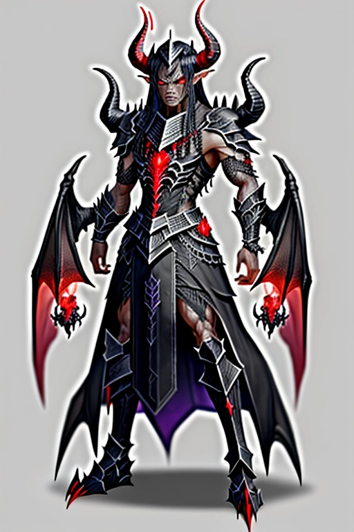 Brutallus, Elder Dragon Lord, Black dragon, Human form, Black scales, Black and red horns,