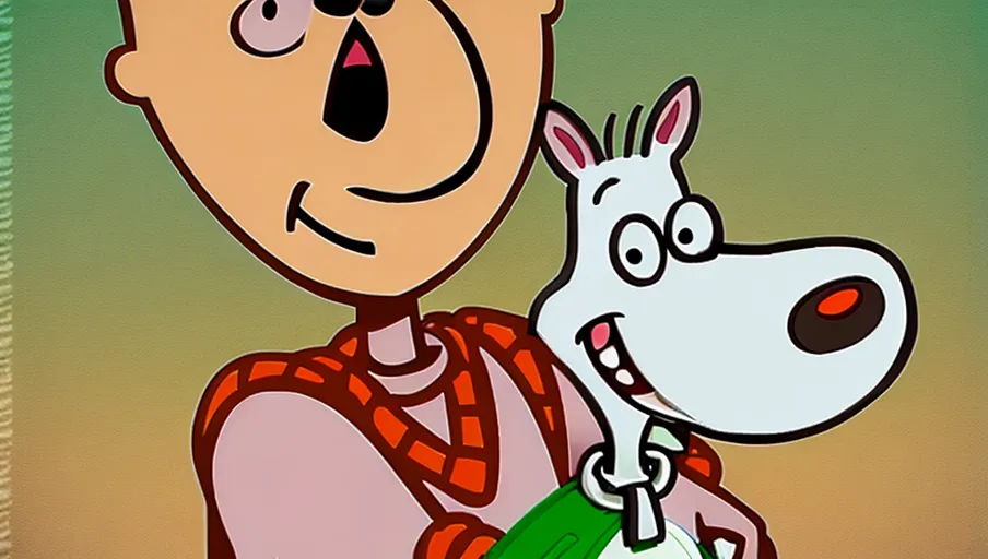 Dopamine Girl doug funnie eating delicious piza with his dog porkchop