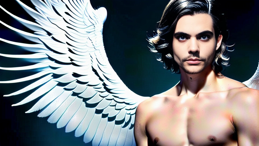a 64k high detail photo full body shot
Male covered in clothes
five slender fingers
silky hair
beautiful face
beautiful lips
blue eyes
curved eyebrows
curved eyelid
pale skin
satisfaction
tattoo
ultra realistic
smooth
8k
studio lighting
surreal
Angel Wings
Angelic Lighting
Love
Hope