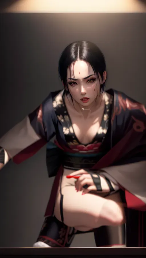 1girl, half body , detailed face, beautiful::5, gorgeous::5, attractive::5, pretty::5, stunning::5, sexy::5, flawless::5, shapely::5, sensual, dirty::5, fatal, lethal, deadly, hurt::5, bruised::5, feudal japan::5, japanese , seductive, surprised, startled, stunned, attacked, ambushed, assaulted, frightened, terrified, alarmed, scared, spooked, panicked, fearful, terrorised, moody lighting::5, night::5, short hair, dark hair, black hair, parted hair, almond shaped eyes, thin lips, solo , masterpiece, ultra high res, professional, photo referenced::5, soft feminine facial features, 27 years old, slender, slim, lean, lithe, pale skin, stockings, thin stockings, black stockings::5, kimono, dark blue kimono, saliva, saliva dripping, summer, thin clothing, sweat, sweaty skin, shiny skin, purple eyeliner, small breasts::5, head twisted, head turned, bra, blood::5, bleeding::5, pain::5, crimson, feet, foot, dorsal, barefoot, bare feet, toes, toe, head tilt, mouth open, mouth agape, parted lips, standing,