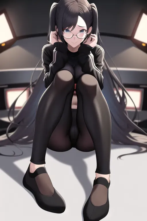 illustration, 20 year old, an anime girl, fit, leggings ,black , house party, day time, studio light, moaning, 8k, professional, sitting, pussy, glasses