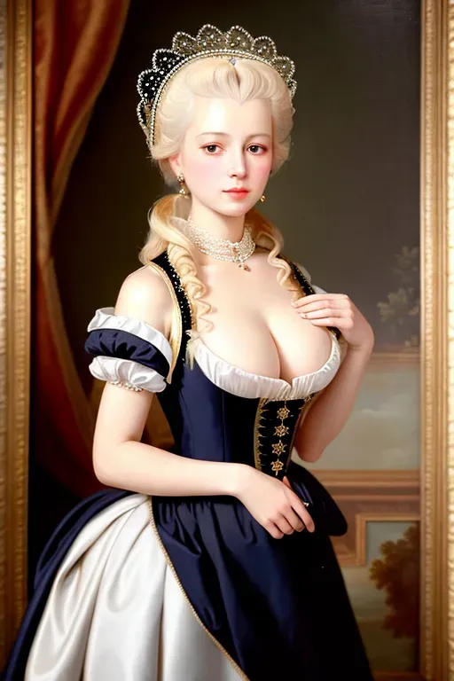 ,Georgian aristocrat Marie Antoinette
Queen of France
is blonde hair, Big breast, hourglass shape, face portrait, intricate short summer dress, oil on canvas, masterpiece, expert, insanely detailed, 8k resolution, Alain Aslan, photo Gene Oryx, Maksim Chuprin, 500px