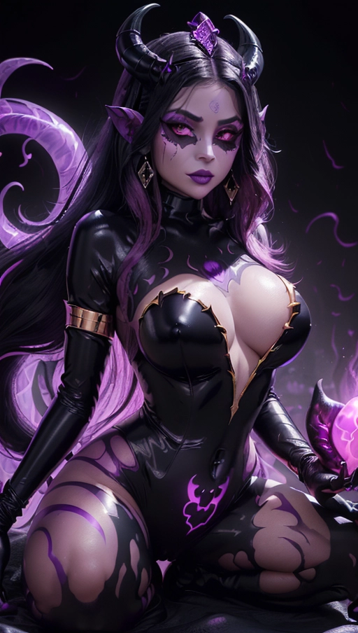 best quality, (((ultra high res))), (((detailed face and eyes))), (perfect face), (big shining heart choker), earrings, jewelry, (((big glowing succubus mark))), ((((big glowing succubus bodymark)))), (conjuring), witch, ((very long voluminous hair)), (((black gloves))), (((black hair))), (((symbiote goo hair))), (((golden bracelet))), (((huge golden hair cuff))), (((black skintight neckholder))), ((face closeup)), lipstick, (((((black demon tail))))), ((black long sleeves)), ((purple glowing heart)), (((demon mark))), heart on womb, (((((bright purple glowing skin tone))))), (((straight black hair))), ((purple glowing clothes)), ((purple luminescent)), ((((purple luminescent skin tone)))), (((purple skin))), (((huge cameltoe))), ((((purple goo everywhere)))), (((symbiote girl))), ((((symbiote goo suit)))), ((goo tail)), ((((succubus masquerade)))), ((((very very long hair)))), ((glowing eyes)), ((symbiote goo body)), (((dark diamond crown))), (((face closeup))), (((pink diadem))), (((vampire))), ((((pale face)))), (((kylie Jenner)))