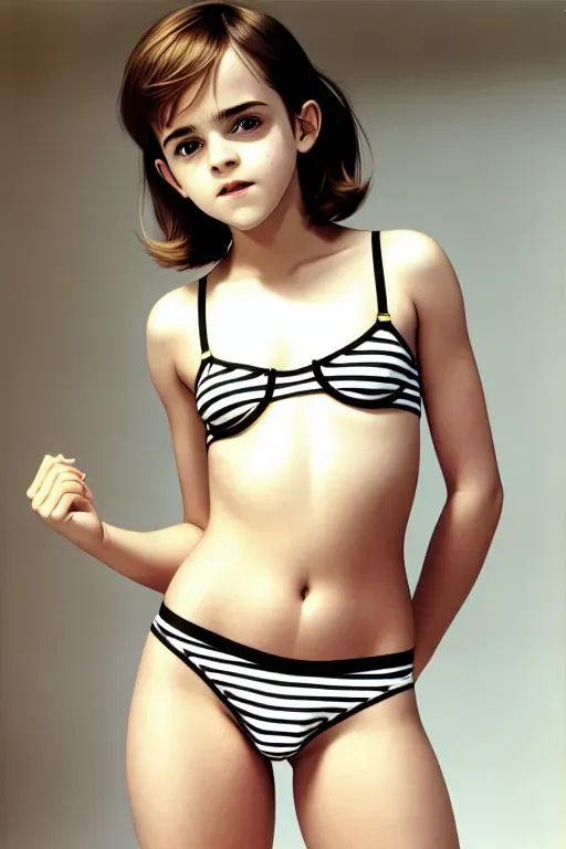young emma watson, striped panties, holding open panties