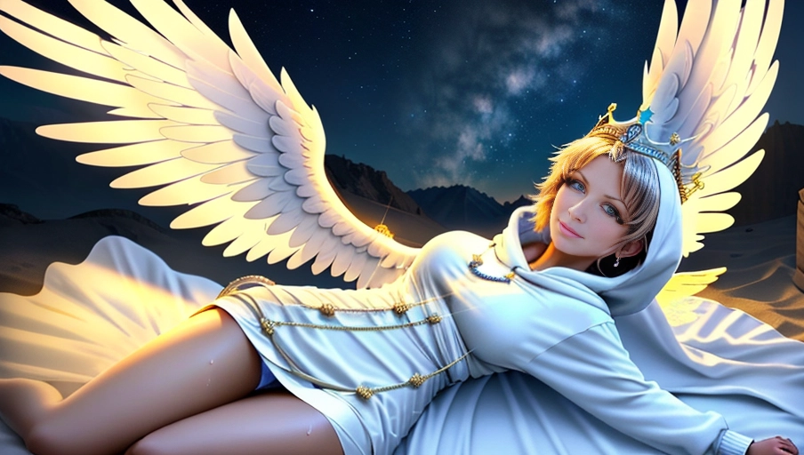 a 64k high detailed photo of body shot
straight Female
(((Covered with dress)))
((Has Clothes))
(Hoodie)
Ultra Detailed
Best Quality
Most Detailed
((Angel
Wings))
Angelic
Lighting
Love
Hope
Magic casting
Crown
Smiling
King
happy
Glory
Warrior
Angels
Angelics
Positivity
Happiness
ecstasy
enraptured
sweaty
saving
God
Royalty
Morality
Goodness
True Good
Power
Force
Authority
Ethical
Saviour
orgasm face
Halo
short Hair
Always and Forever Sentimental
in heat
hot ultra
hot
best
best lighting
tantric
Neutral
Brilliant
Logical
Compassionate
Perfect
Perfection
Exciting
Integrity
Winged
Courage
Purity
Harmony
Beauty mark on upper lip
((Female))
Ethereal Lighting
Celestial Lighting
(((With Clothing)))
((Has dress))
Arcon