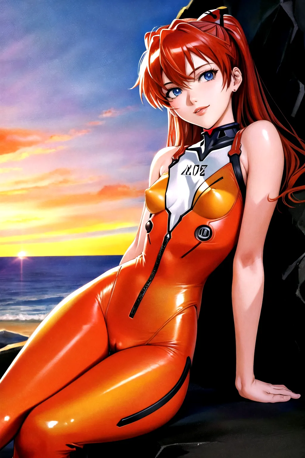 (high quality), (masterpiece1.2), (detailed1.4), 16K - Dynamic artwork inspired by Evangelion features Asuka with medium red hair, clad in her iconic red orange bodysuit, seated on the sandy shores. Asuka playfully pushes her feet toward you, capturing the essence of her bold and confident character. In the style of Evangelion. Trending on DeviantArt.
(Fix super perfect smile happy face) (fix super perfect anime blue eyes) (Fix super perfect arms Hands curved High priority.) (fix Super perfect legs feet toned physique.) ((fix super perfect medium-long orange hair)) ((fix super perfect red bodysuit )) (fix super perfect HD background) (Double check all symmetrical values) <(normal double pass.)>,
<<((fix super perfect sexy super hard HD arm wrist hand finger thumb interaction adjust adapt firmly naturally consistent results.))>> <<((fix) super perfect_HD_leg_feet_toe.)> <(fix super perfect thick thighs)> <(fix super perfect soft simi-small <(B)> size <boobs> nipples camel toe.)> <(fix super perfect eyebrow eyelet lips)> ,
<(normal_De_blur_noise.)> <(normal_sharpen:1)> <(masterpiece:1)> <(lora:dpmg_add_detail:1)> ((fix lora:dpmg_translucent_skin.)) <(fix normal_clean_line_work.)> <(HD_normal_dark_shading.)> <(normal_global_illumination.)> <(realistic lighting.)> (normal_rule_of_thirds.) <(Super close upper body portrait.)> <sitting right side of frame> (hyper_realistic.) (post_processing.) <(unreal_engine.)> (8k.) (4k.) (octane-render.) (Studio-Sunrise.) (Studio CLAMP.) (fix Normal Vocaloid.) (Normal Black Rock Shooter.) (normal Nintendo) <<((fix all of the details above.))>>,
(high quality), (masterpiece1.2), (detailed1.4), 16K - Dynamic artwork inspired by Evangelion features Asuka with medium red hair, clad in her iconic red orange bodysuit, seated on the sandy shores. Asuka playfully pushes her feet toward you, capturing the essence of her bold and confident character. In the style of Evangelion. Trending on DeviantArt.
(Double check all values) <<((normal Double pass.))>>