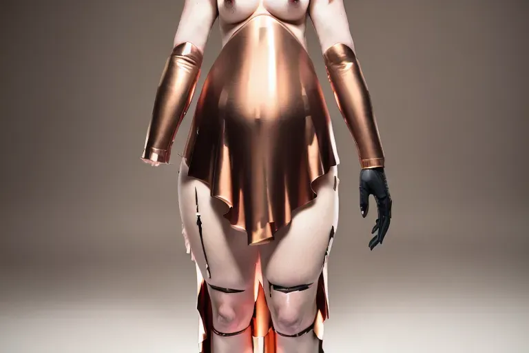 wide shot, 20 year old, a vampire girl, thicc, naked, rose gold, photo studio, day time, studio light, happy, 8k, professional