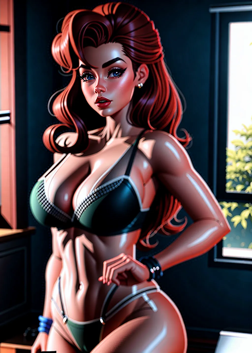 An 8k photograph of, Peg from Goof Troop, wearin lingerie, add detail, Unreal engine