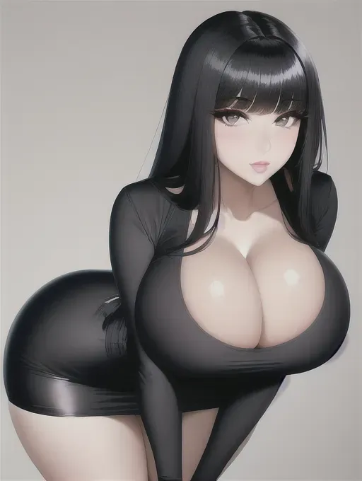 Gorgeous young Persian woman, photo cute attractive young face, large wide doe eyes, light colored eyes, big bimbo lips, huge gigantic boobs, (gigantic breasts), raven-black hair, sexy, thin, slim waist, tight navy dress, photorealistic, best quality, ultra high resolution